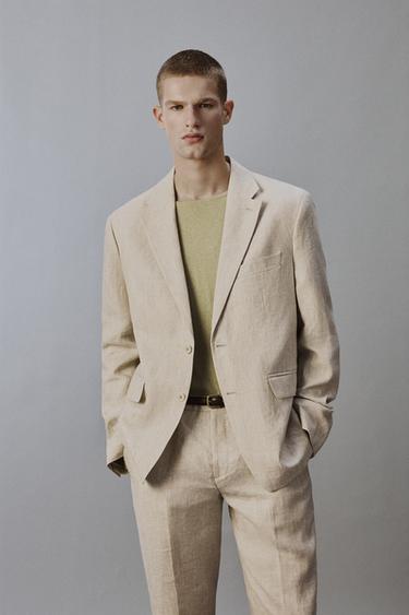 100% LINEN SUIT BLAZER - Light beige by Zara