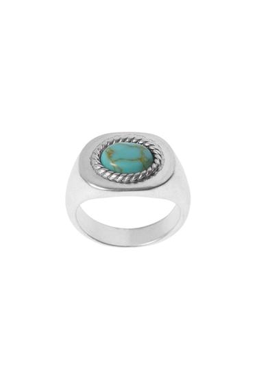 TURQUOISE STONE COMBINATION RING - Silver by Zara