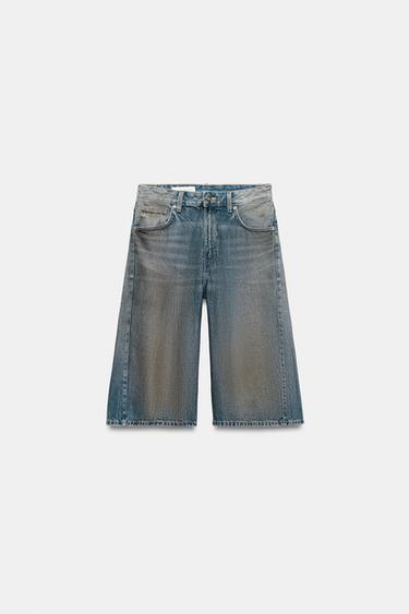 TRF MID-WAIST DENIM JORTS BERMUDA SHORTS - Blue by Zara