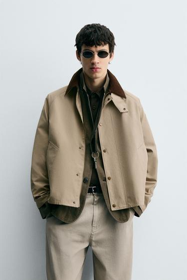 CONTRAST COLLAR TECHNICAL JACKET - Beige by Zara