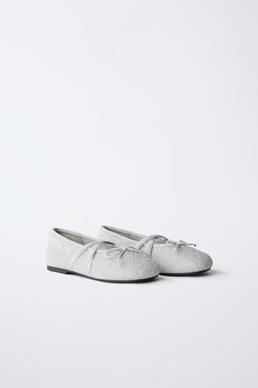 SILVER PARTY BALLET FLATS - Silver by Zara