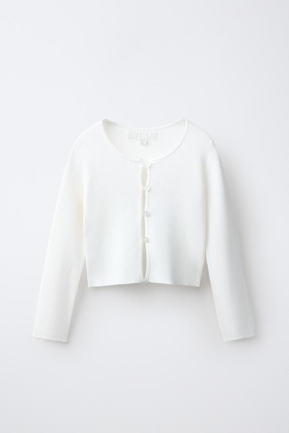 RIBBED KNIT CARDIGAN - White by Zara - Image 0
