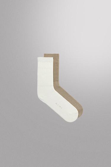 2-PACK TRAINING SOCKS - ecru-white by Zara