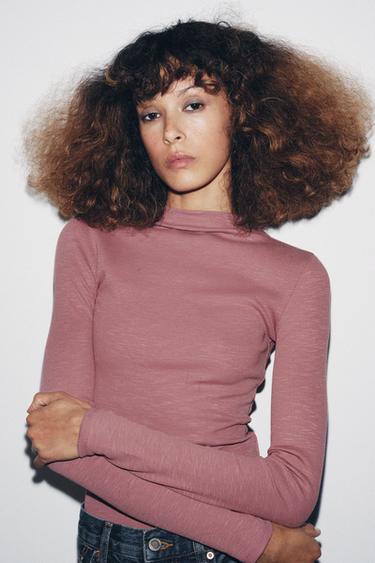 RIBBED LONG SLEEVE BODYSUIT - Pink by Zara