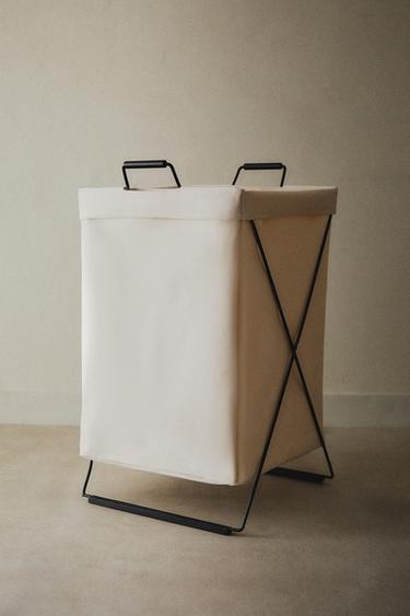 INDIVIDUAL FOLDABLE LAUNDRY BASKET - Ecru / Black by Zara