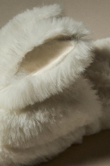 FAUX FUR BUNNY SLIPPERS - Ecru White by Zara - Image 0