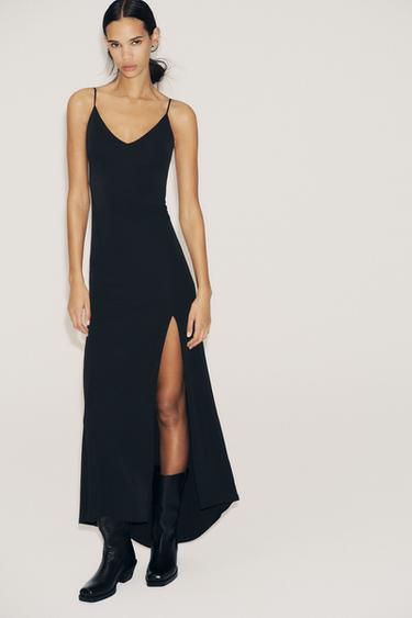 LONG CREPE DRESS - Black by Zara