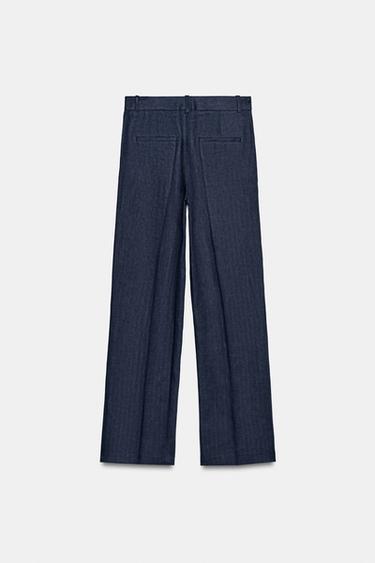 100% LINEN HERRINGBONE TROUSERS SET - Indigo by Zara