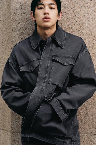 WASHED COTTON TEXTURED PARKA - Light indigo by Zara