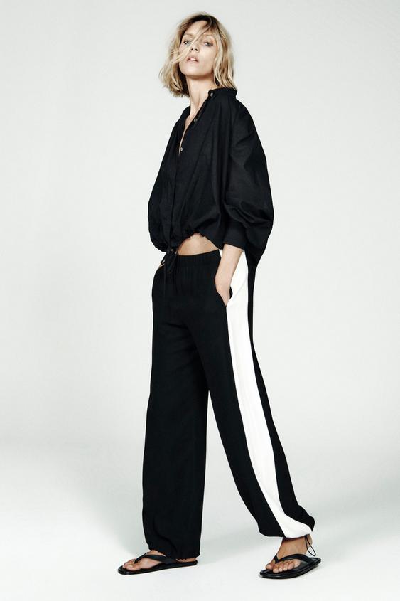 ZW COLLECTION SAROUEL TROUSERS WITH SIDE STRIPES - Black by Zara - Image 0