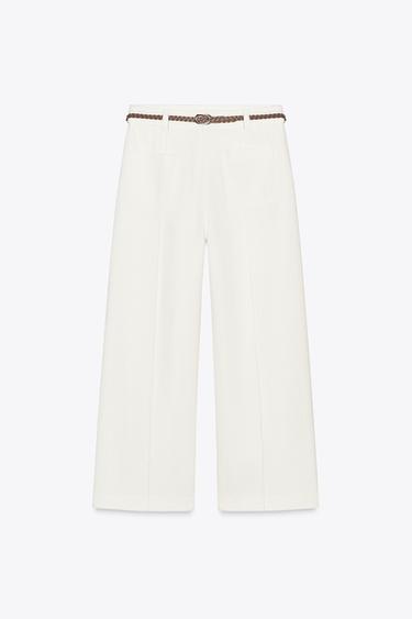 BRAIDED BELT CULOTTE TROUSERS - Ecru by Zara