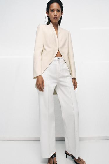 ZW COLLECTION WIDE-LEG HIGH-WAIST JEANS - Oyster-white by Zara