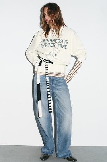 WASHED EFFECT SNOOPY PEANUTS™ SWEATSHIRT - Ecru by Zara