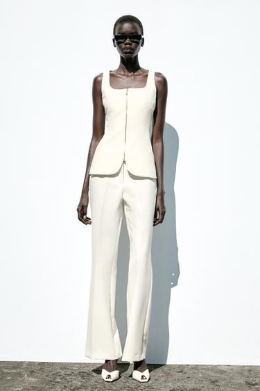 ZIP-UP BUSTIER TOP - Ecru by Zara - Image 0