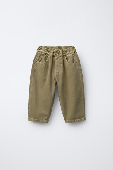 BAGGY TWILL TROUSERS - Olive green by Zara