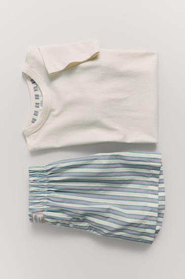 6-14 YEARS/ STRIPED T-SHIRT AND BERMUDA PYJAMAS - Blue by Zara