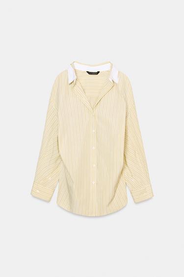 OVERSIZE STRIPED BATWING SLEEVE SHIRT - Light yellow by Zara