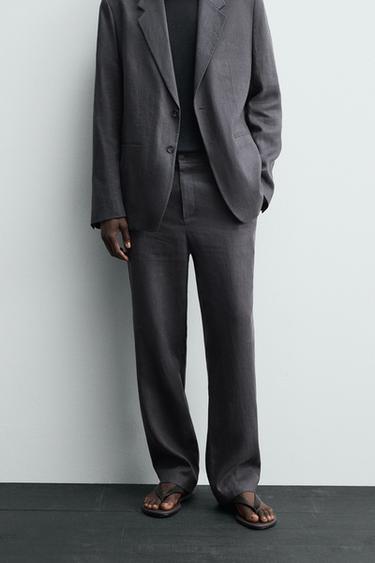 100% LINEN SUIT TROUSERS - Dark grey by Zara