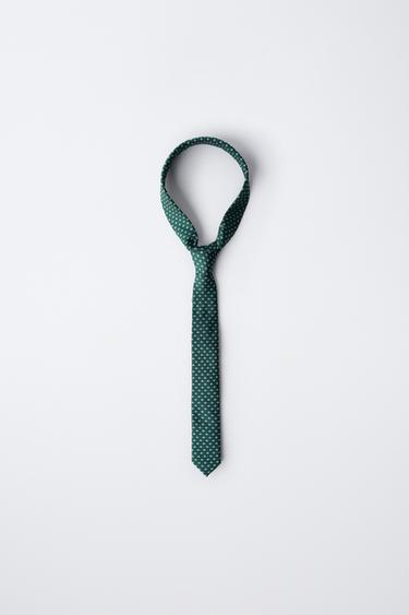 FISH PRINT TIE - Green / Ecru by Zara - Image 0
