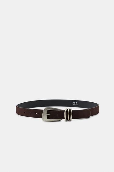 TRIPLE LOOP SPLIT SUEDE BELT - Brown by Zara