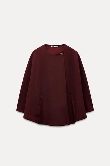 BUTTON CAPE - Burgundy by Zara - Image 0