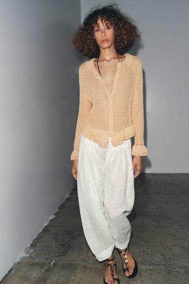 CROCHET CARDINGAN - Sand by Zara - Image 0