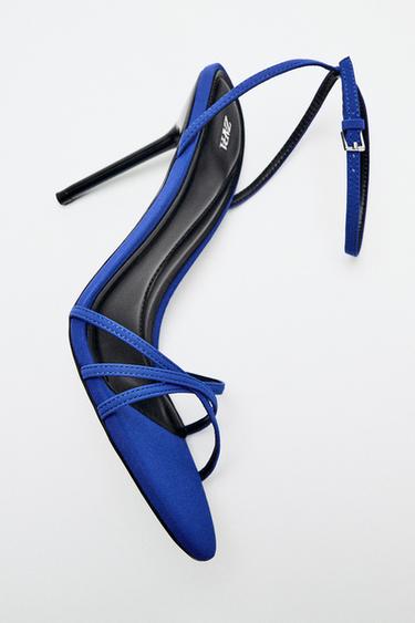 HEELED SANDALS WITH CROSSED STRAPS - Bluish by Zara