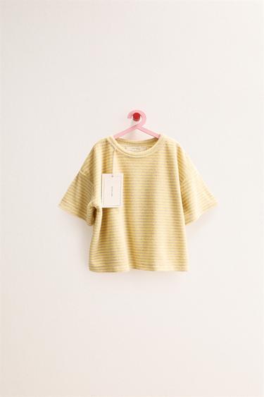 ZARA TIMELESS - STRIPED TOWELLING EFFECT T-SHIRT - Yellow by Zara