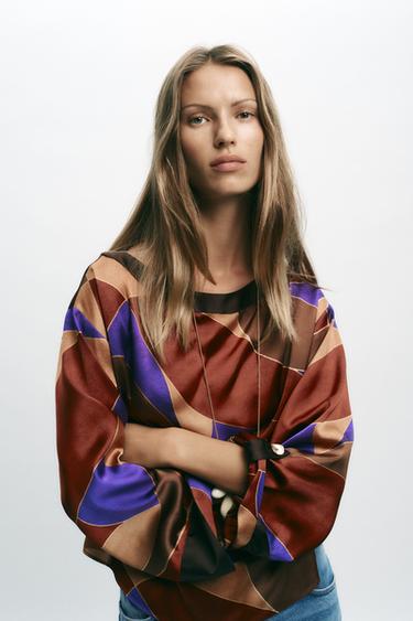 PRINTED SATIN SHIRT - Multicoloured by Zara