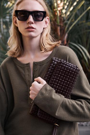 BRAIDED BAG - Burgundy Red by Zara