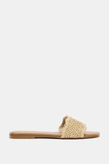 CUT-OUT SLIDE SANDALS - Gold by Zara