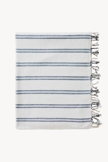STRIPED WRAP BEACH TOWEL - Navy blue by Zara
