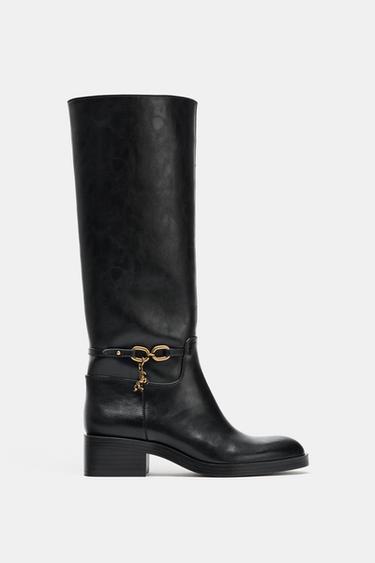 RIDING BOOTS WITH CHARM DETAIL - Black by Zara