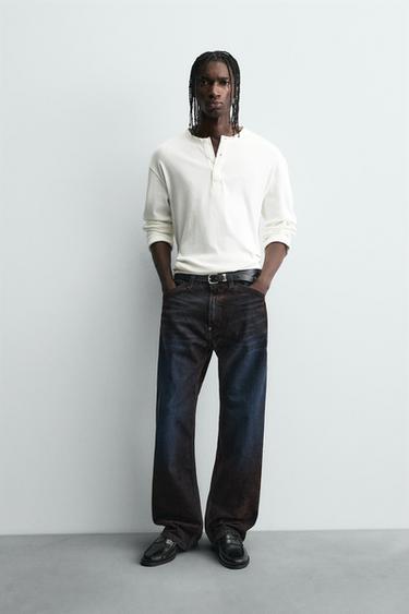 BAGGY FIT JEANS WITH VISCOSE - Brown by Zara