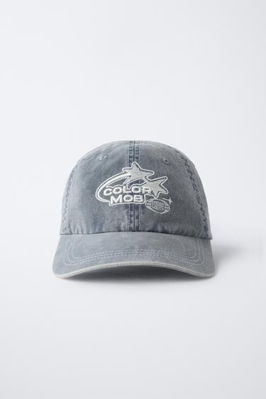 EMBROIDERED FADED-EFFECT CAP - Light grey by Zara