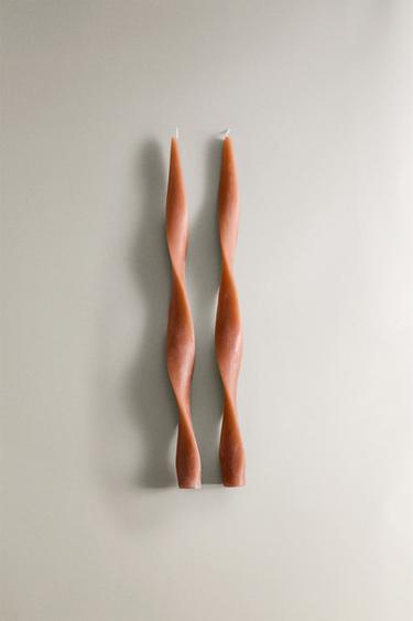 SET OF DECORATIVE POWDERED CANDLES (SET OF 2) - Brown by Zara