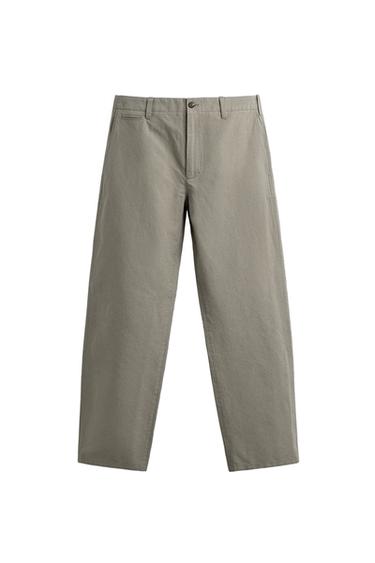 RELAXED FIT TROUSERS WITH TAB - Grey green by Zara