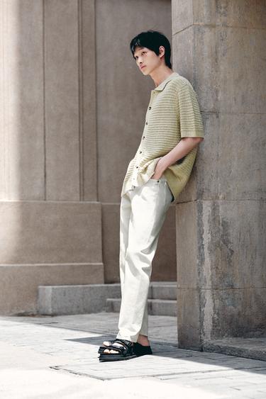 REGULAR STRAIGHT-LEG JEANS - Oyster-white by Zara