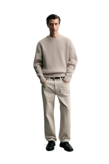 COTTON-WOOL TEXTURED SWEATER - Light sand by Zara