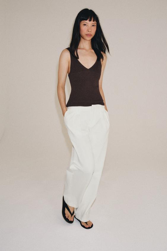 KNIT STRAPPY TOP - Brown by Zara - Image 0