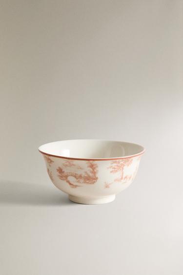 PORCELAIN BOWL WITH DESIGN - Pink / White by Zara - Image 0