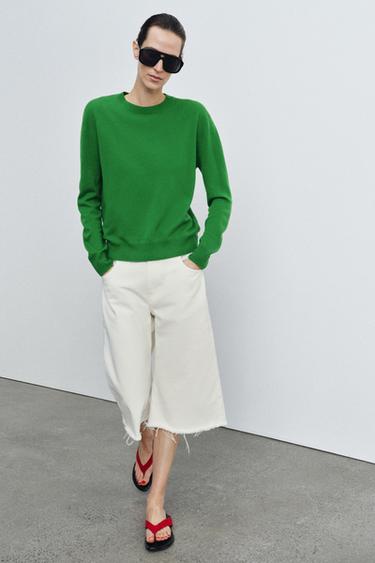 EXTRA SOFT 100% WOOL JUMPER - Green by Zara