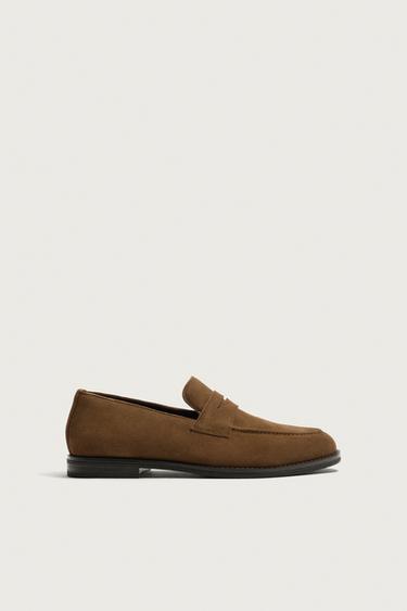 LEATHER PENNY LOAFERS - Brown by Zara