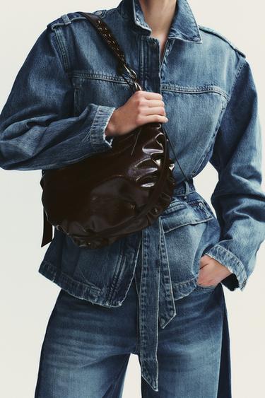 FRINGED SHOULDER BAG - Burgundy Red by Zara
