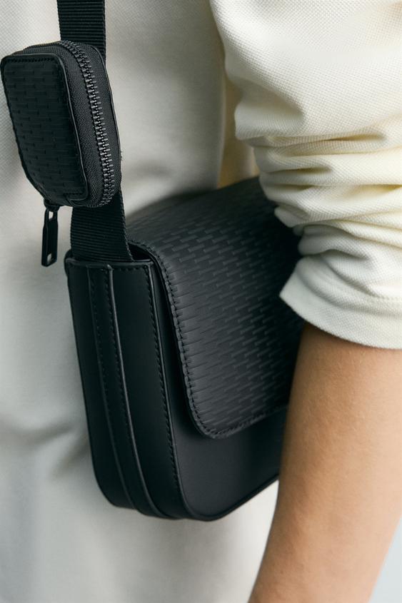 RUBBERISED TEXTURED CROSSBODY BAG - Black by Zara - Image 0