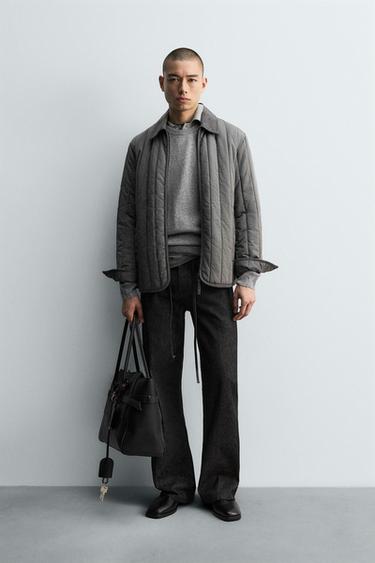 CONTRAST COLLAR QUILTED JACKET - Grey by Zara