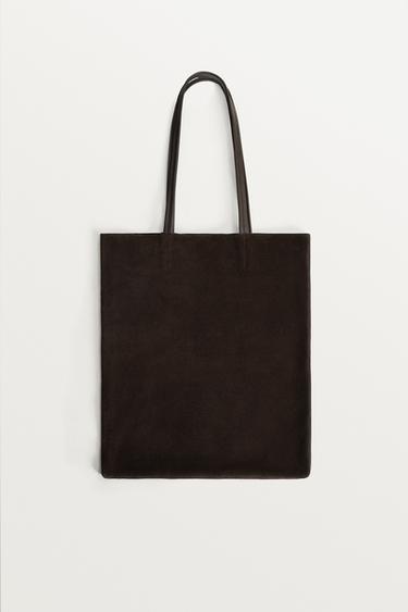 LEATHER TOTE BAG - Brown by Zara