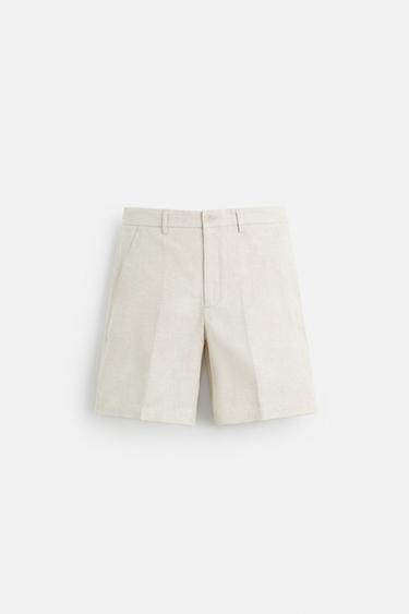 100% LINEN BERMUDA SHORTS - Sand by Zara