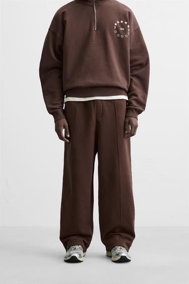 WASHED JOGGERS WITH SEAMS - Brown by Zara