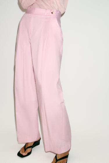 WIDE-LEG TROUSERS WITH DARTS - Pink by Zara